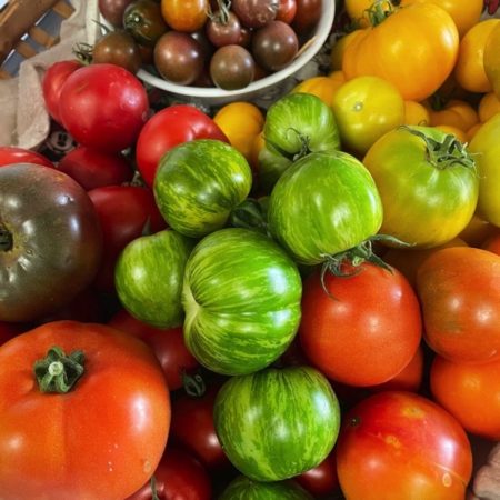 Mixed heirloom tomatoes from Fuschia Design Shop