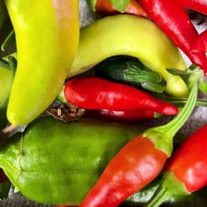 Mixed hot peppers from Fuschia Design Shop